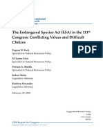 CRS Report: The Endangered Species Act (ESA) in The 111th Congress: Conflicting Values and Difficult Choices