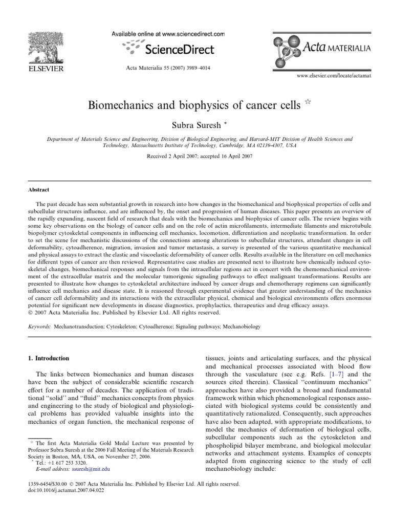 Biochemistry and Biophysics of Cancer Cells Download Free PDF Actin
