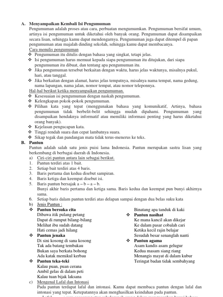 Materi Bahasa Indonesia Kelas 4 Semester 2