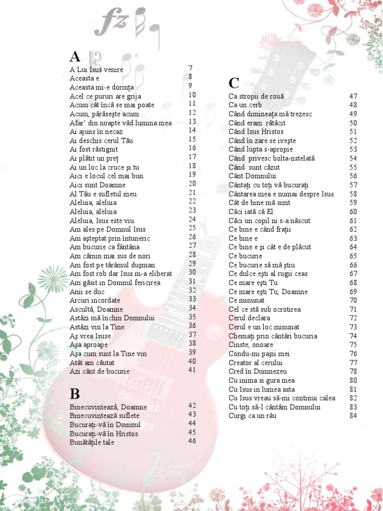 Pe Crucea Din Dealul Iubirii Acorduri Cantari Crestine Acorduri Chitara Cuprins | PDF