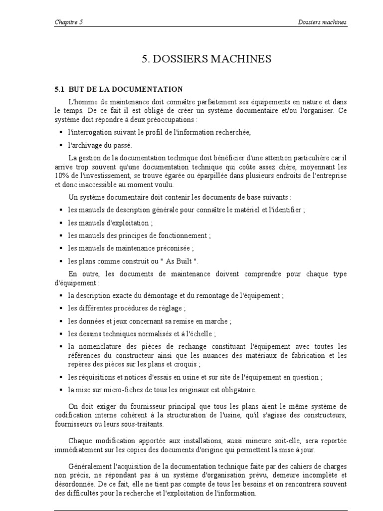 Dossier Technique pour Machines Industrielles | PDF | Entretien ...