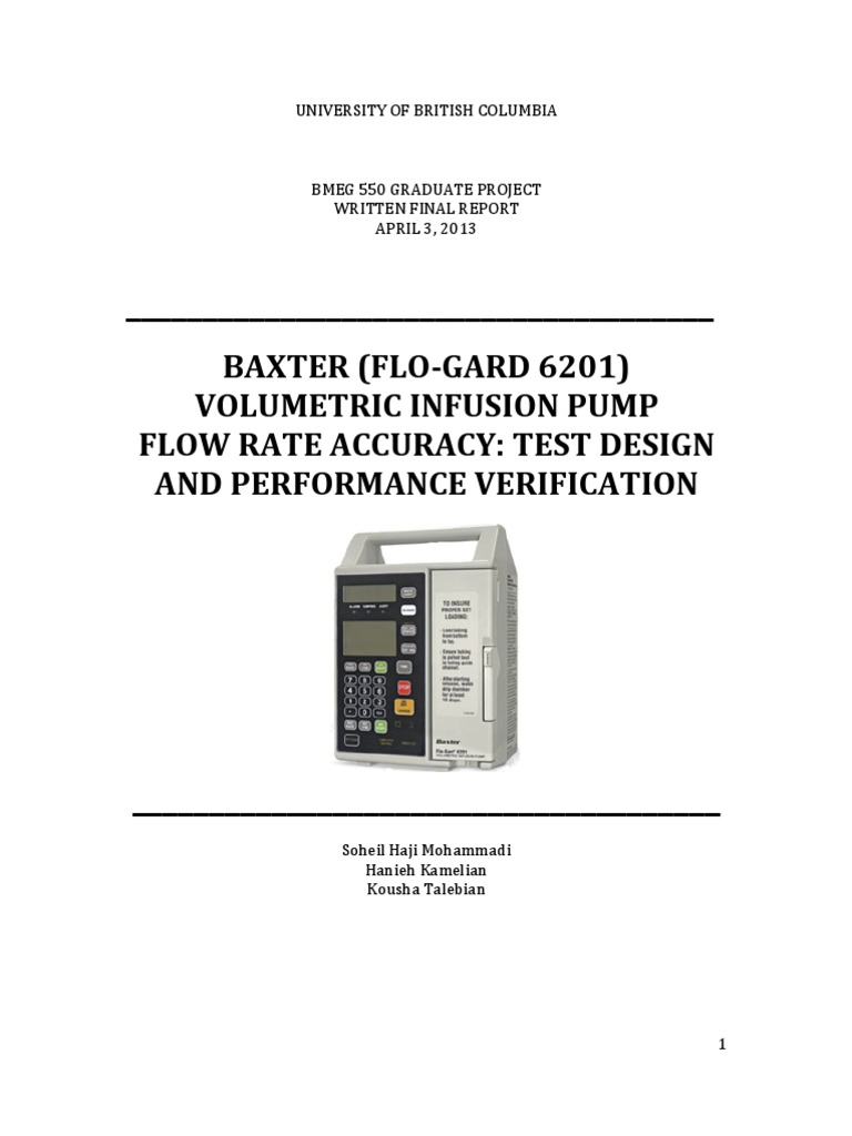 Baxter (FloGard 6201) Volumetric Infusion Pump Flow Rate Accuracy