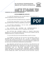 Documentos Registrados para la Sesión del día 06 de noviembre de 2012 