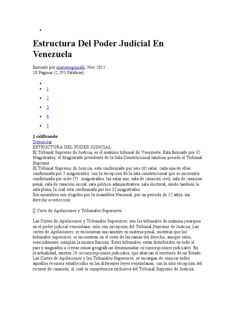 Estructura Del Poder Judicial en Venezuela | PDF | Competencia (ley