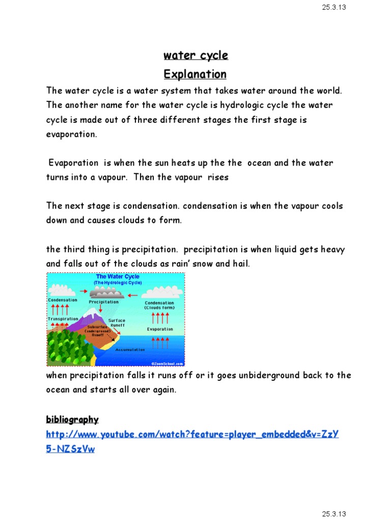 Step-by-Step Water Cycle Explanation | PDF | Science & Mathematics