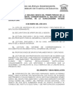 Documentos Registrados para la Sesión del día 08 de enero de 2013 