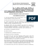 Documentos Registrados para la Sesión Solemne del día 19 de Febrero de 2013 "Día del Ejército"