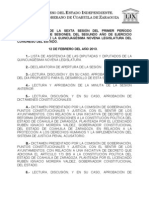 Documentos Registrados para La Sesión Extraordinaria Del Día 12 de Febrero de 2013