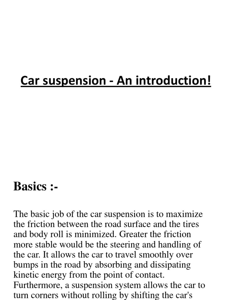 Car Suspension An Introduction! PDF Suspension (Vehicle) Vehicles