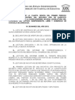 Documentos Registrados para la Sesión del día 19 de marzo de 2013 
