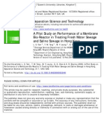 A Pilot Study on Performance of a Membrane Bio‐Reactor in Treating Fresh Water Sewage and Saline Sewage in Hong Kong