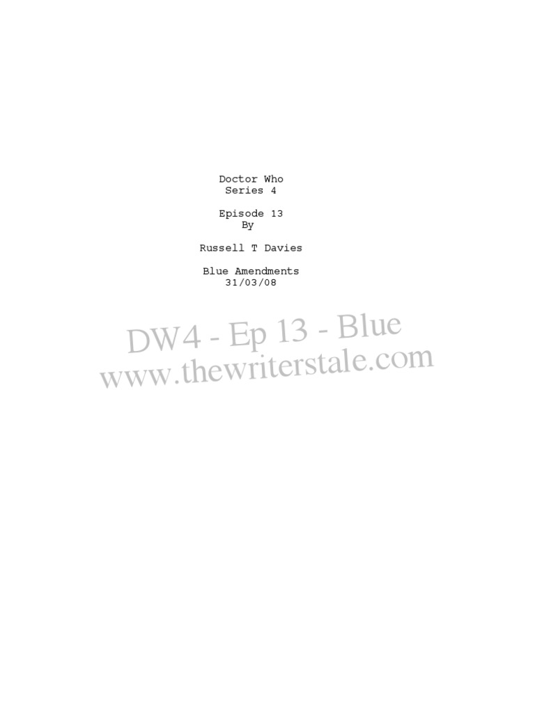 Doctor Who 4 Ep.13 - Shooting Script - Journeys End - 31.03 08 | PDF ...