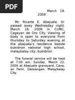 Download Ricarte Abejuela Sr passed away wednesday night March 18 2009 by jolly ringo a lapar SN13412816 doc pdf