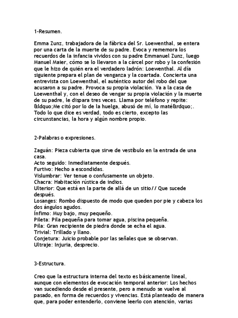 Emma Zunz Analisis 1 PDF Violación