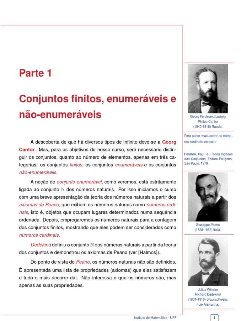 Conjuntos Finitos e Números Naturais | PDF | Métodos e Materiais