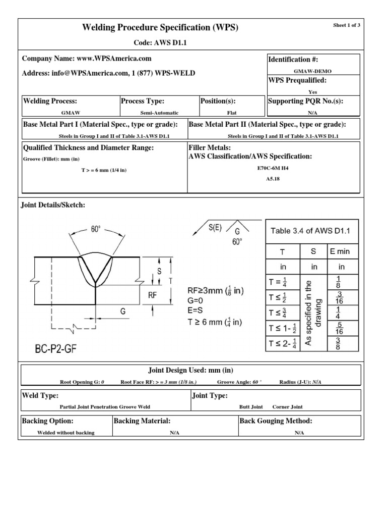 Sample Welding Procedure Specification | PDF | Welding | Construction
