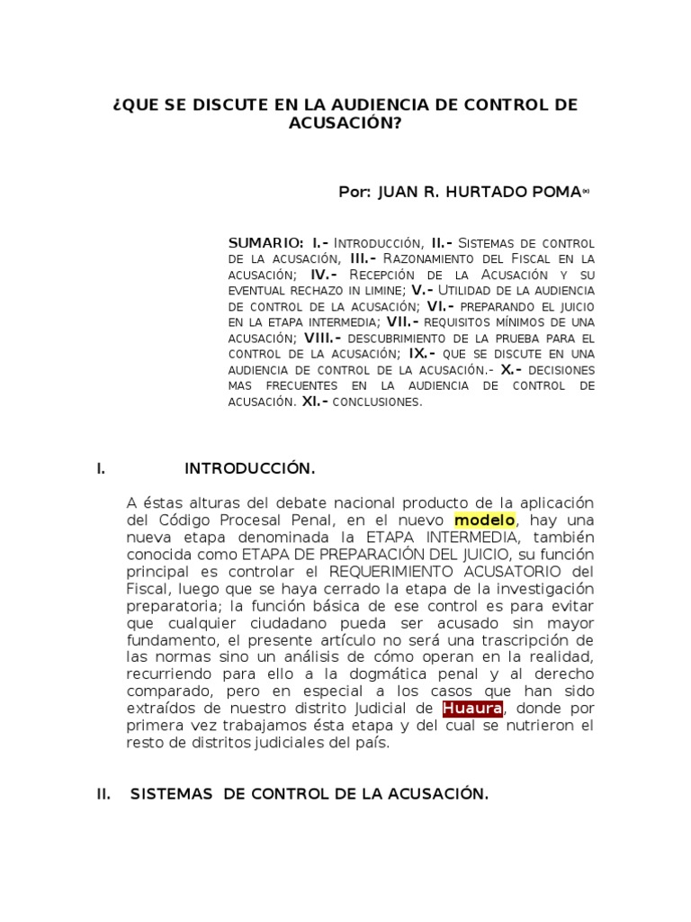 Control de Acusación en Juicios Penales | PDF | Evidencia (ley ...