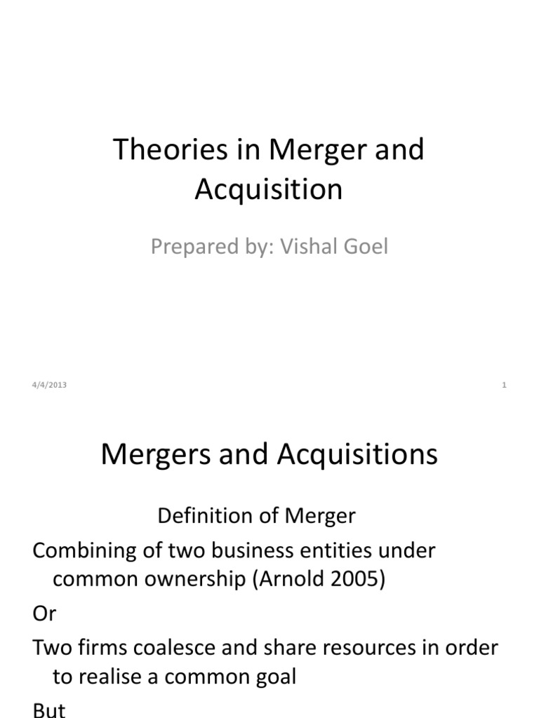 Theories of Mergers and Acquisitions | PDF | Mergers And Acquisitions ...