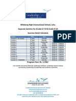 Summer Batch Schedule - Juhu