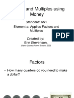 6th Grade Factors and Multiples Using Money