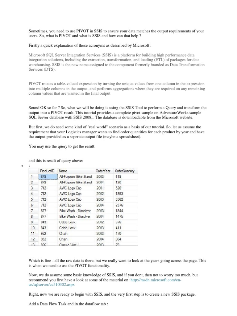 Pivot Example | PDF | Microsoft Sql Server | Data Management Software