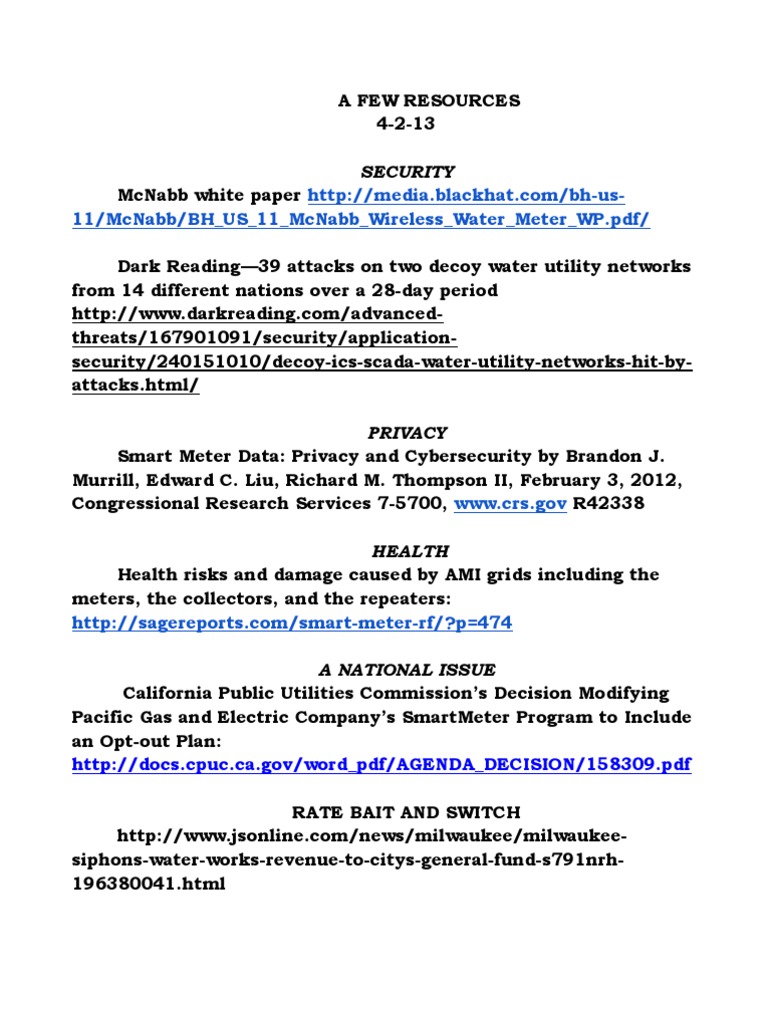 Smart Meter RF Safety and Privacy Concerns | PDF