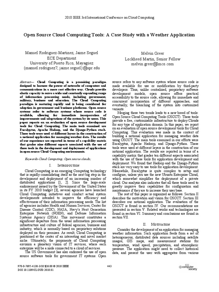Open Source Cloud Computing Tools: A Case Study With A Weather ...