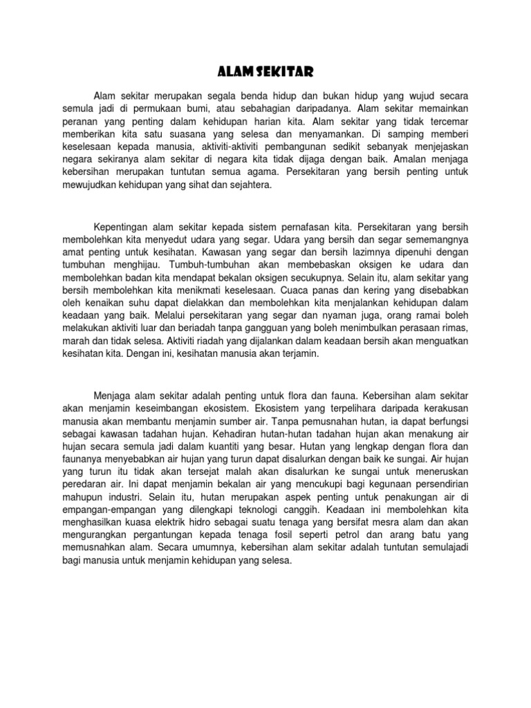 Kepentingan Menjaga Alam Sekitar