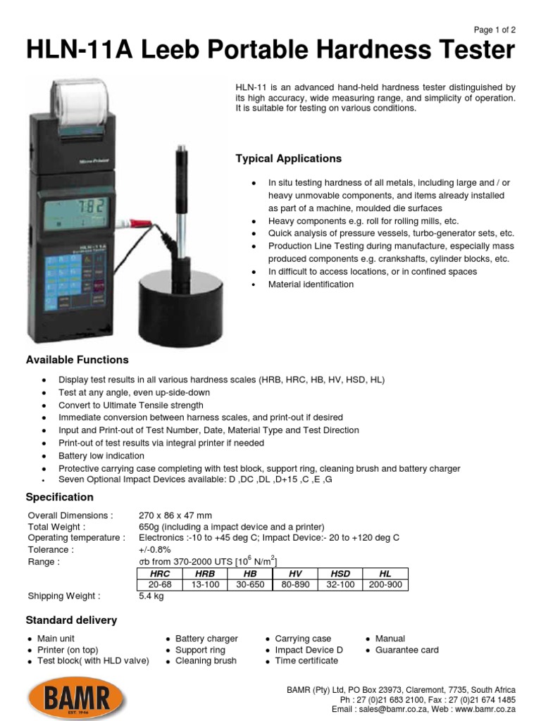 HLN11A Leeb Portable Hardness Tester PDF Hardness Printer