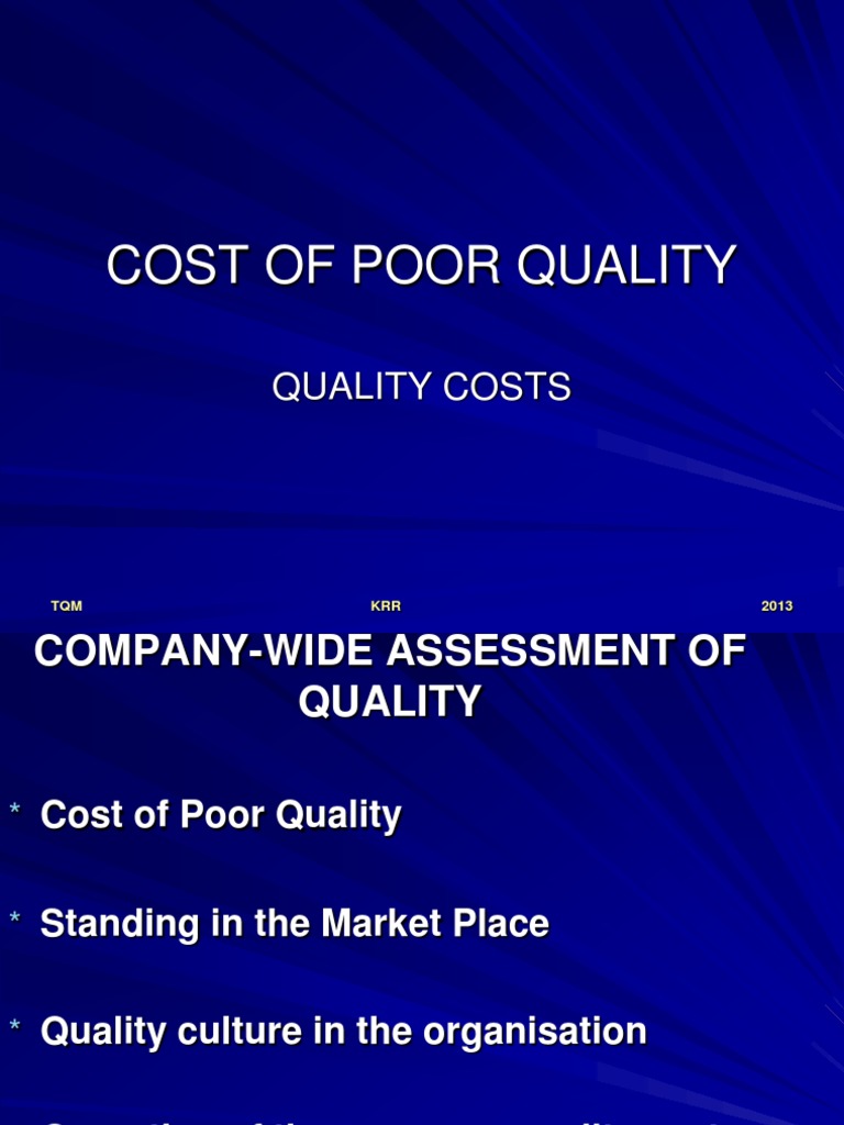 Cost of Quality PDF Real Estate Appraisal Cost