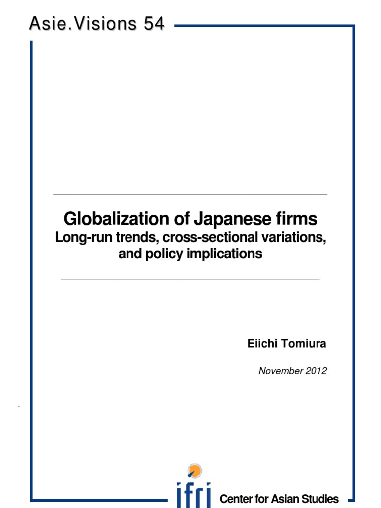 IFRI Asievisions54tomiura PDF Offshoring Foreign Direct Investment