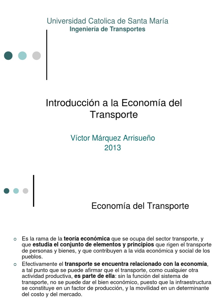 Economía del Transporte: Impacto y Desarrollo | PDF | Transporte ...