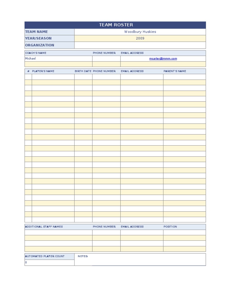 2009 Woodbury Huskies Team Roster | PDF