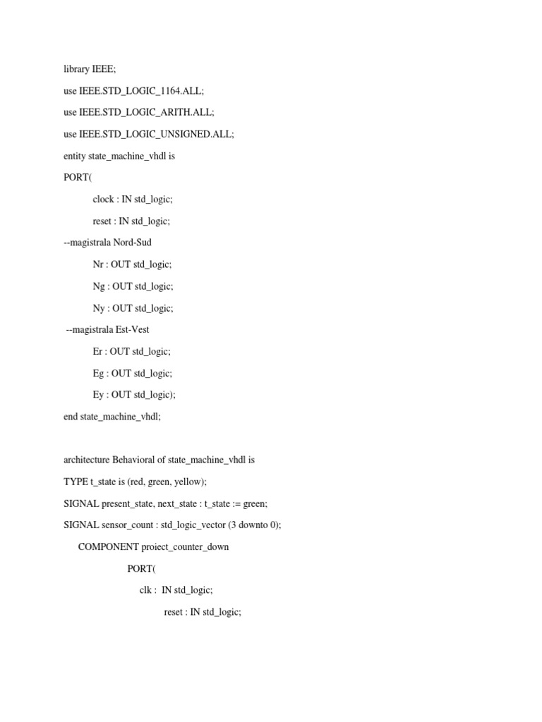 VHDL State Machine Design Example | PDF | Computers