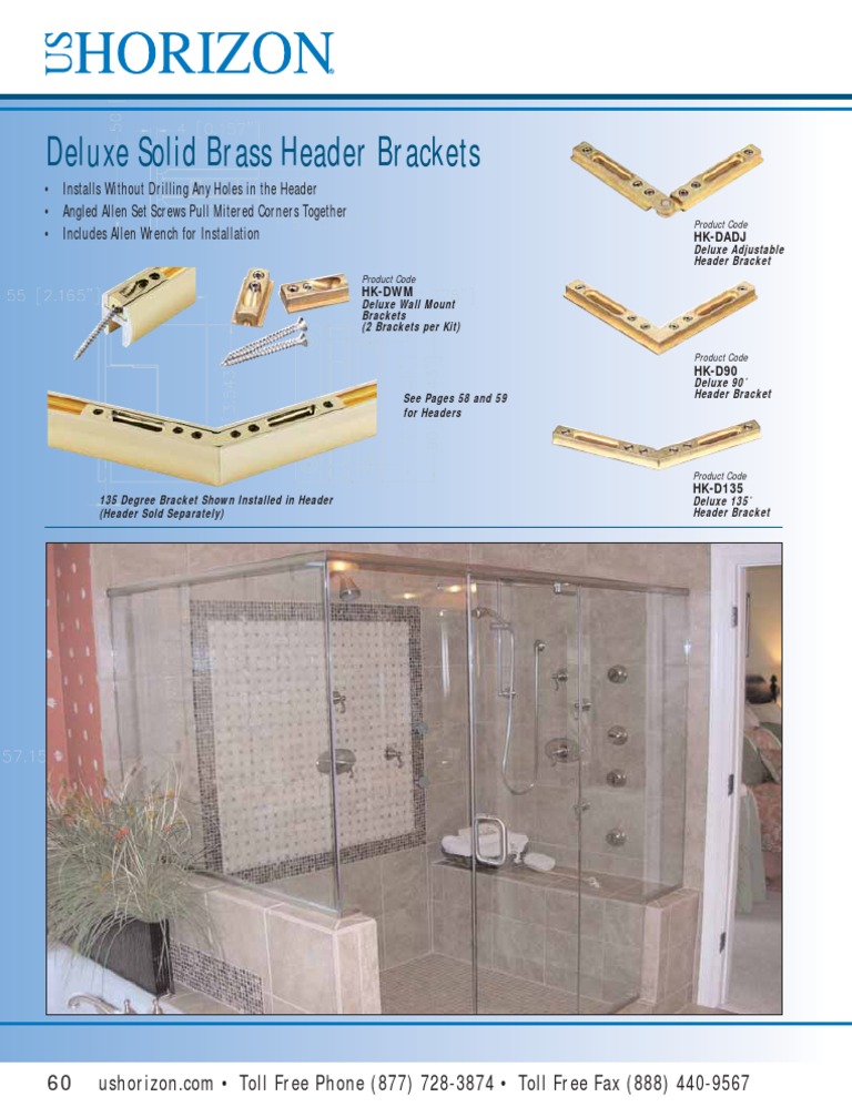 Deluxe Solid Brass Header Brackets | PDF