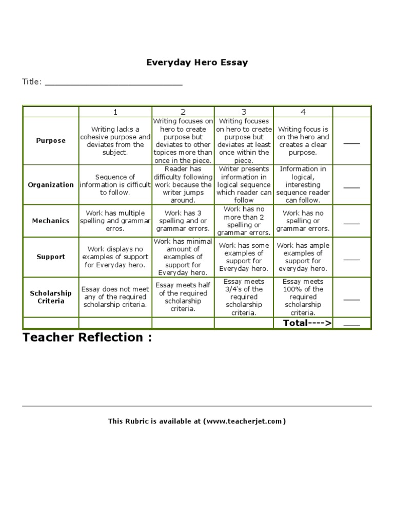 Everyday Hero Essay Evaluation Rubric | PDF | Career & Growth