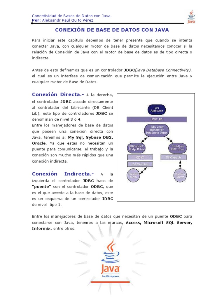 Conexión de Bases de Datos en Java | PDF | SQL | Java (lenguaje de ...