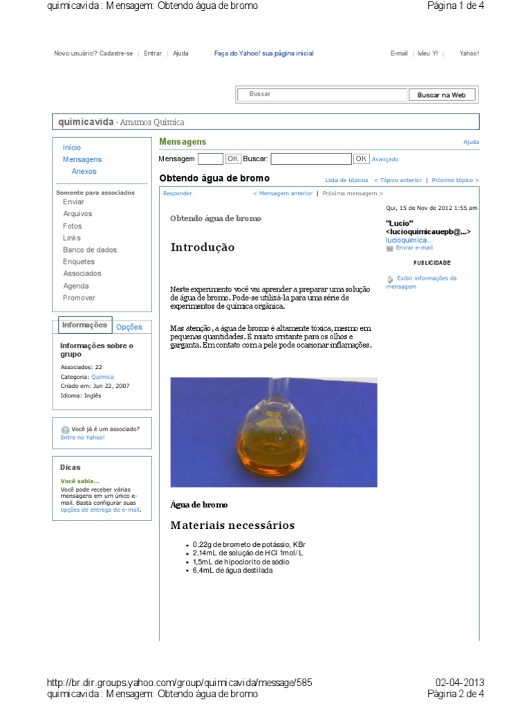 Agua de Bromo Cloro Elementos Químicos