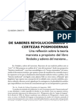 De Saberes Revolucionarios y Certezas Posmodernas