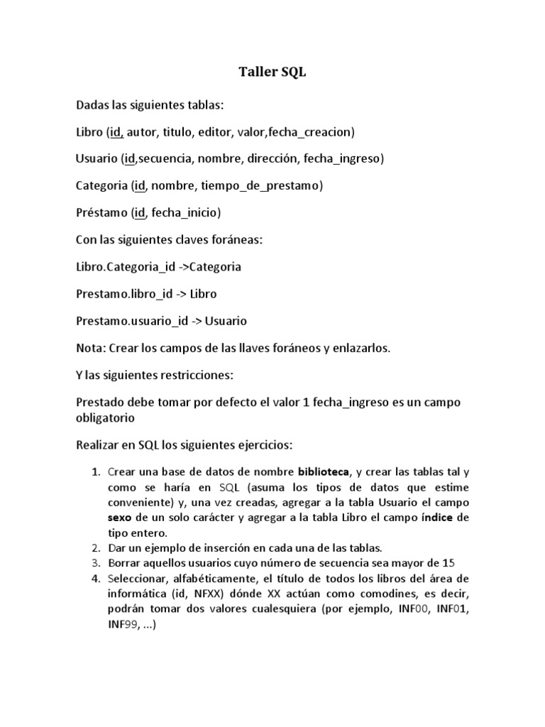 Taller SQL | PDF