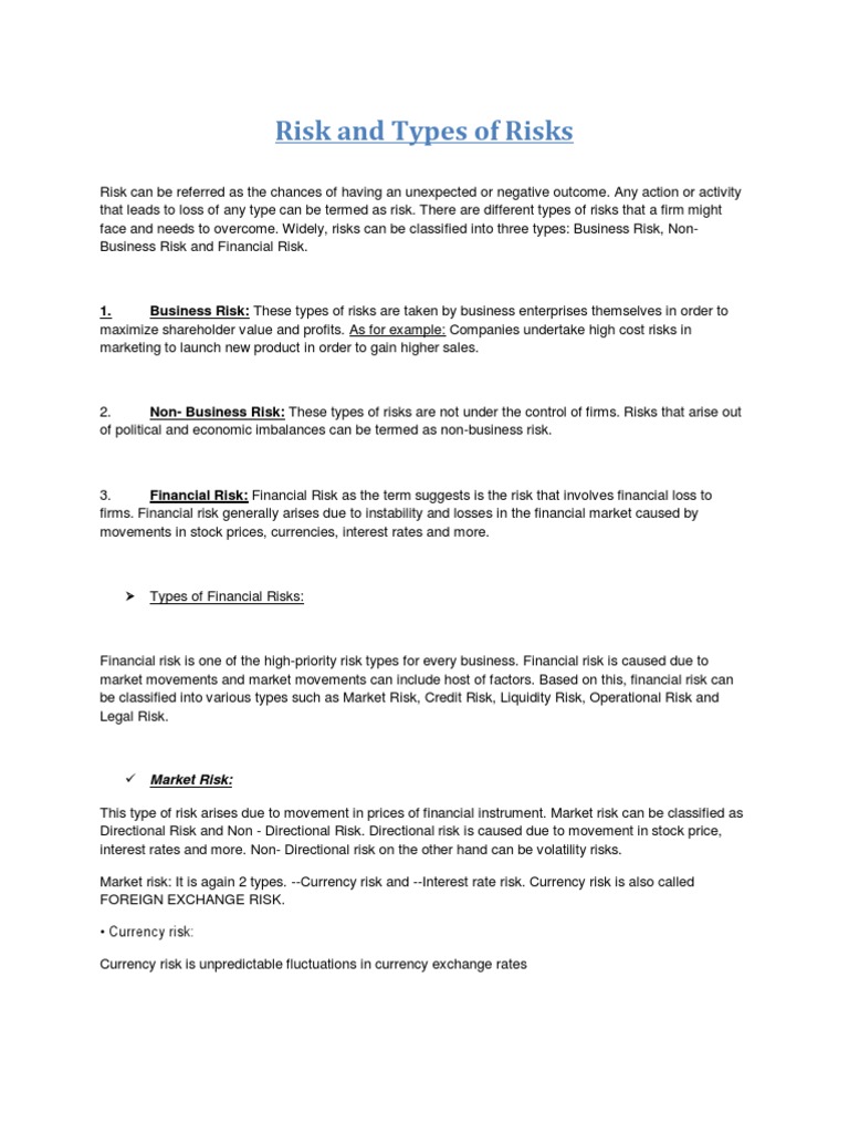Understanding Business and Financial Risks | PDF | Financial Markets ...