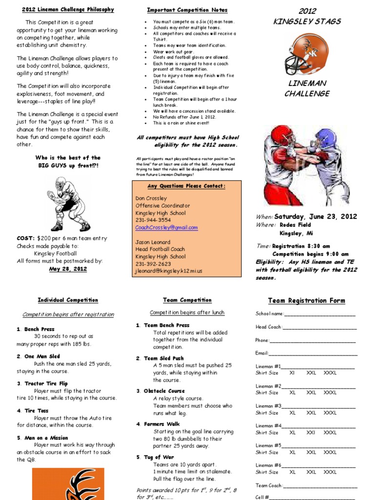2012 Lineman Challenge PDF Sports American Football