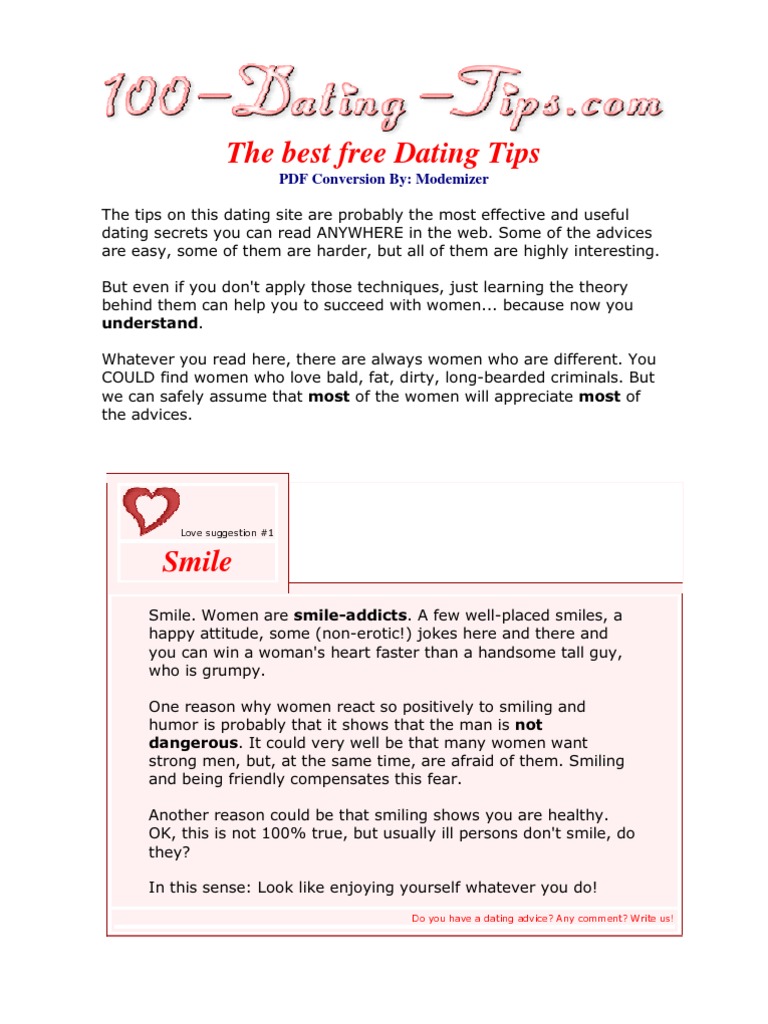 The Best Free Dating Tips: PDF Conversion By: Modemizer | PDF