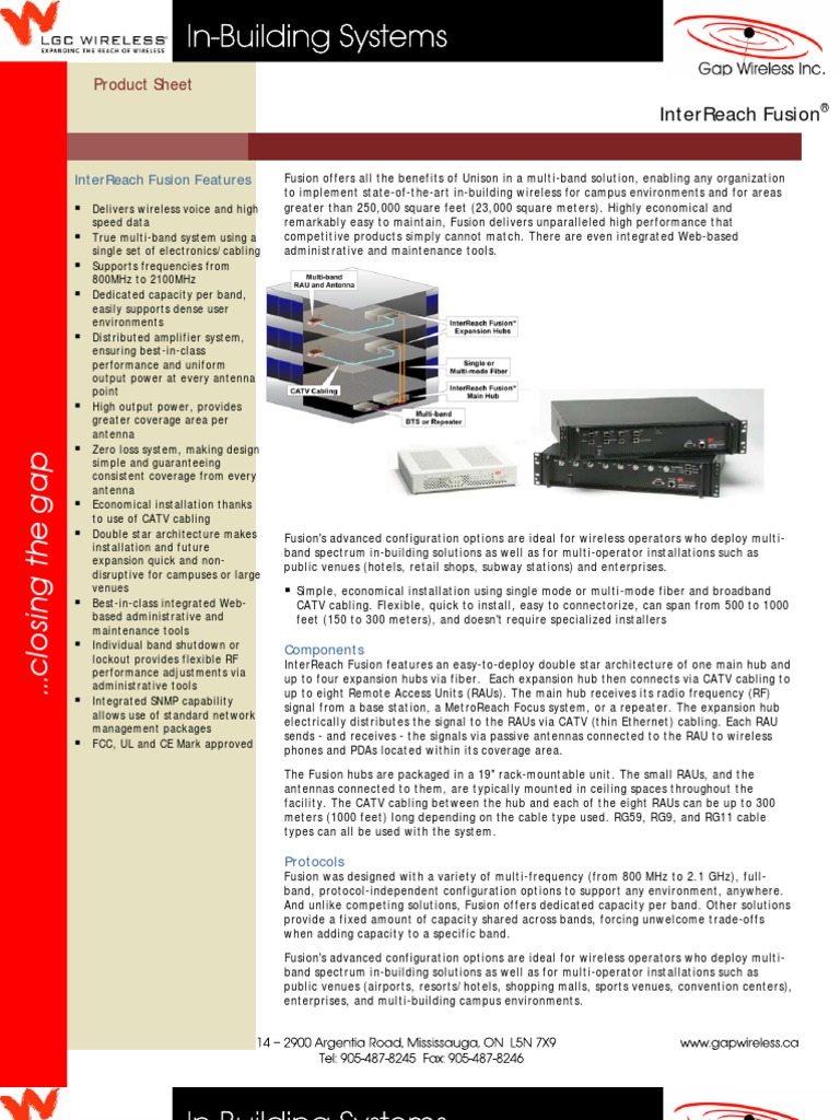 InterReach Fusion PDF | PDF | Cable Television | Wireless