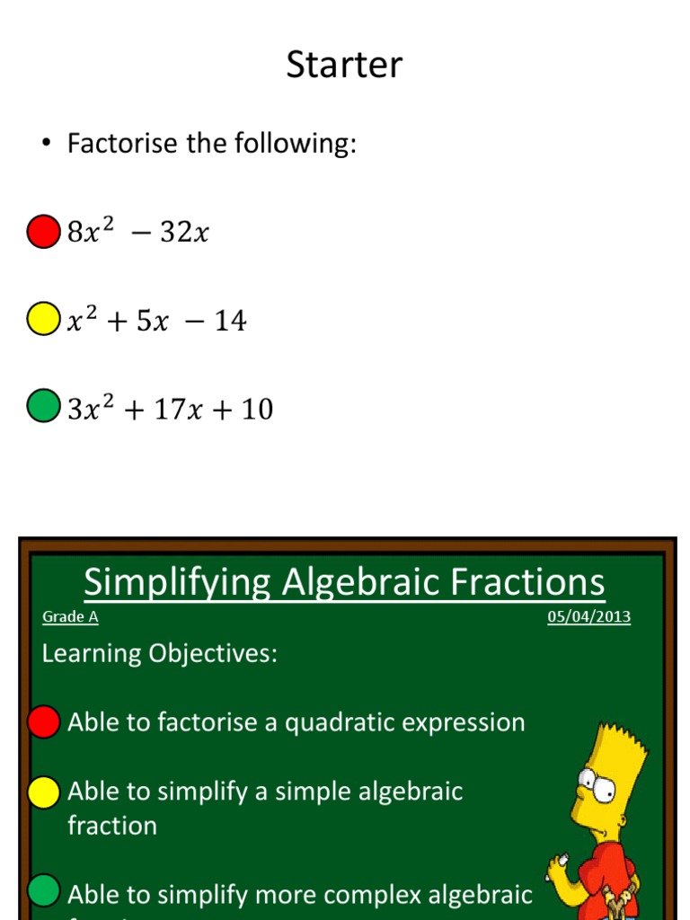 Algebraic Fractions | Fraction (Mathematics) | Equations