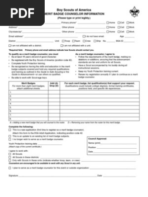 Merit Badge Counselor Application