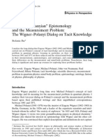 Jha Stefania, 'Wigner's ''Polanyian'' Epistemology and the Measurent Problem. the Wigner-Polanyi Dialog on Tacit Knowledge'