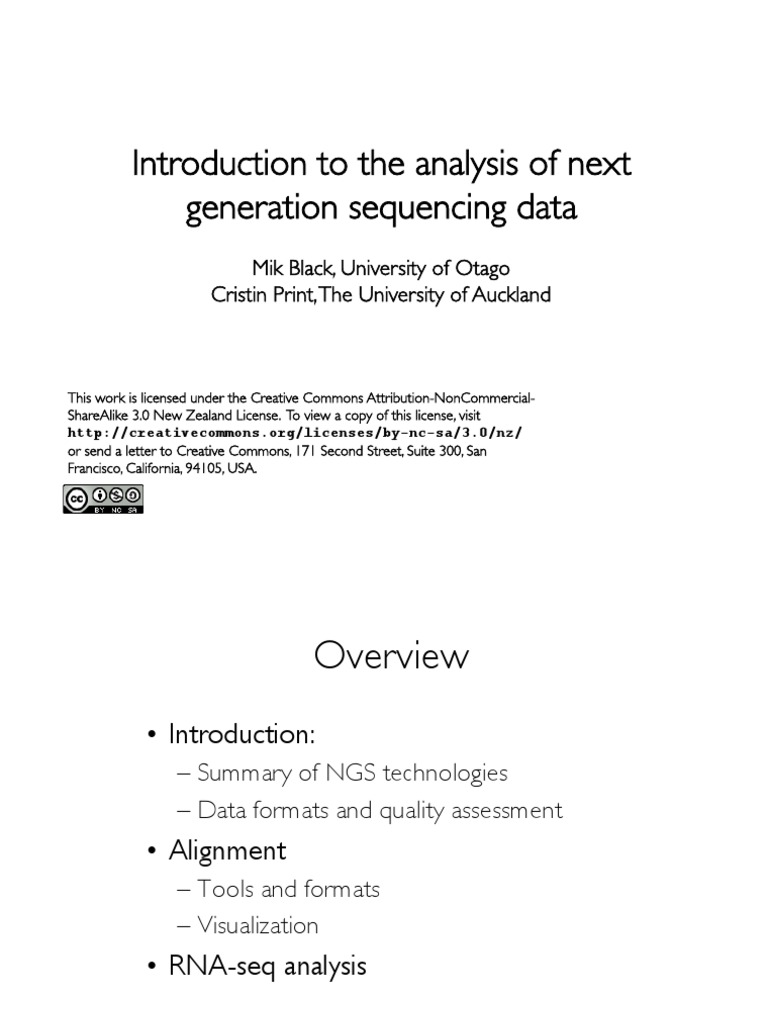 Introduction To The Analysis of Next Generation Sequencing Data! | PDF ...