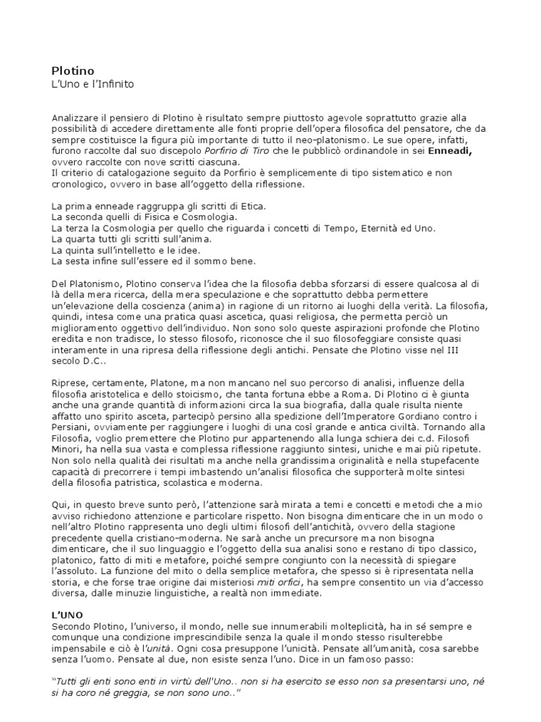 Dialogo Di Plotino E Porfirio Riassunto