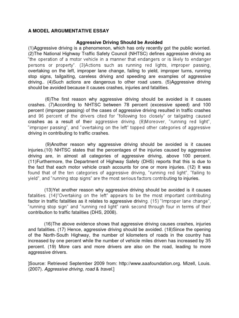 model of argumentative essay